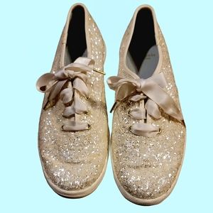Kate Spade Keds white sparkle glitter